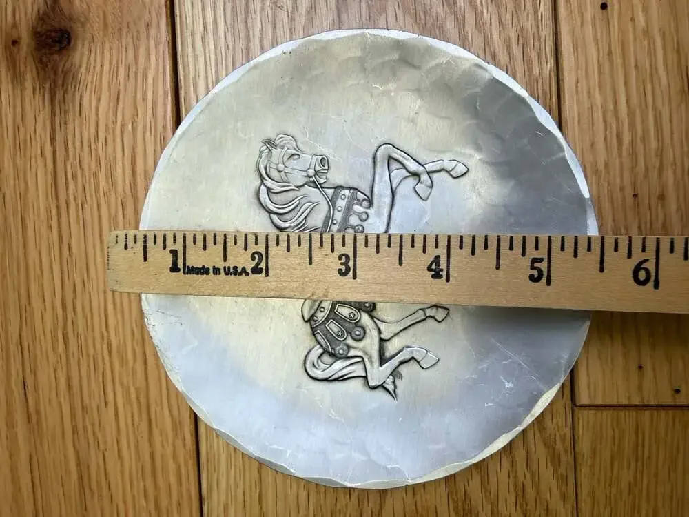 Vintage Wendell August Forge USA Pewter Coaster Carousel Horse Design